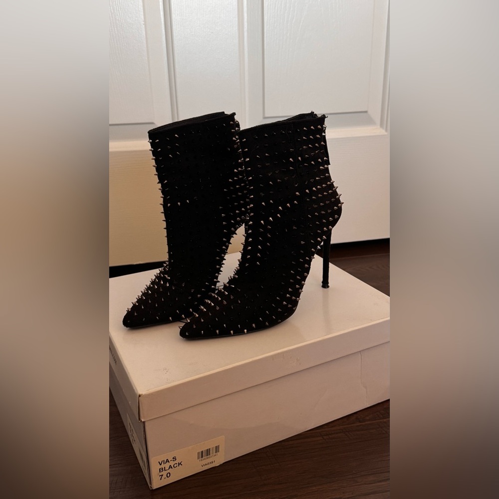 Steve Madden Black Spiked Ankle Booties